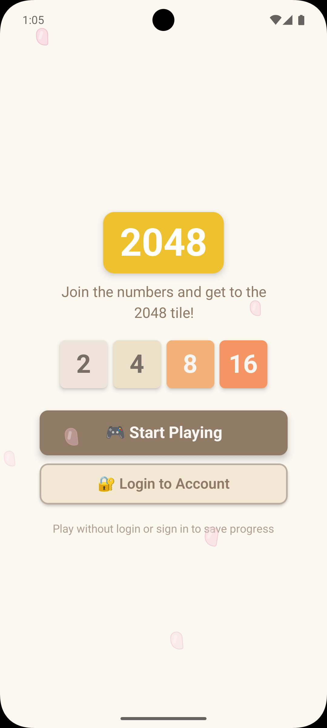 Screenshot of Game2048 mobile game