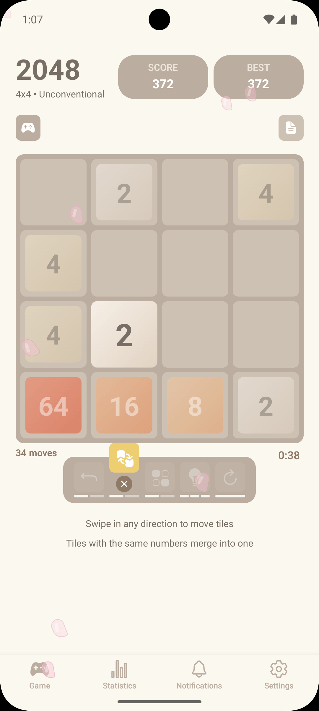Gameplay using swap ability to replace tiles and improve strategy in 2048