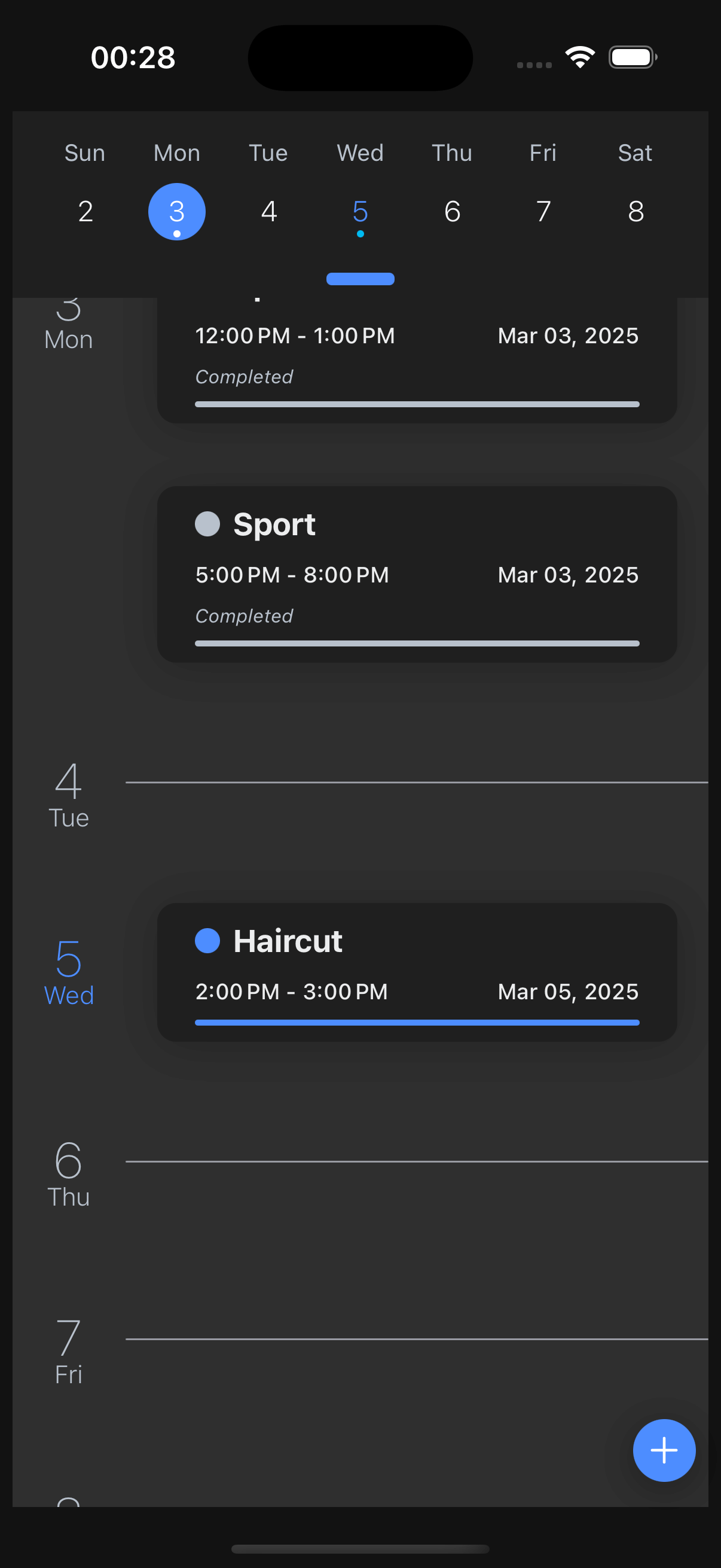 Screenshot of ReactNative.CalendarEvent mobile application interface