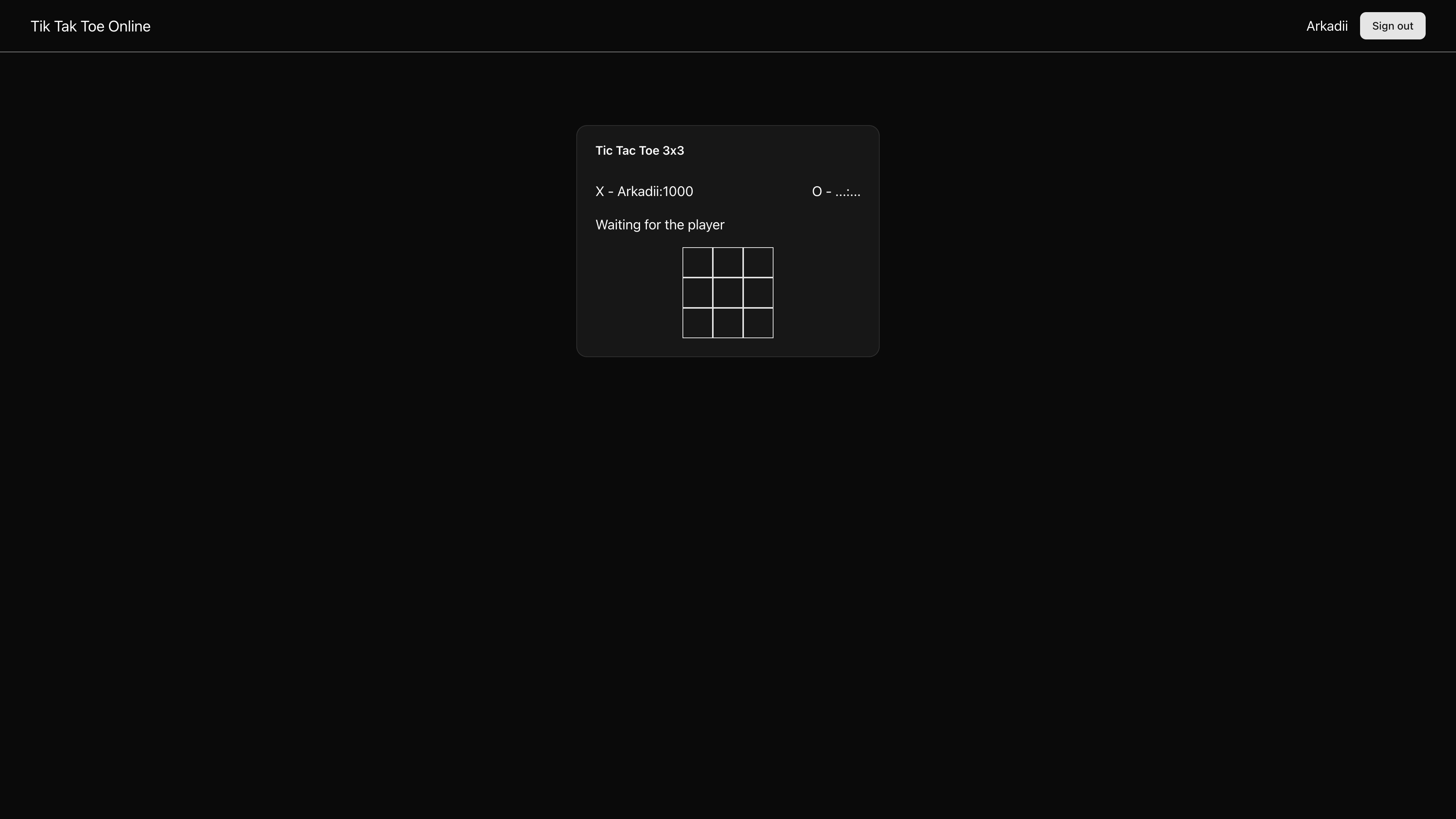 Screenshot of Next.TicTacToe — real-time multiplayer game with authentication, rooms and rating system